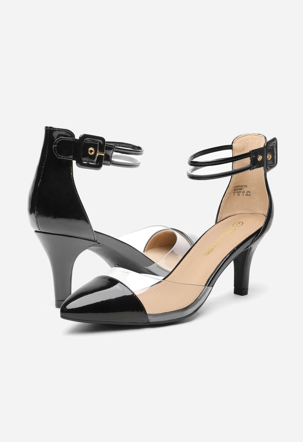 Zapatos de salón de tacón bajo con tobillera de mujer