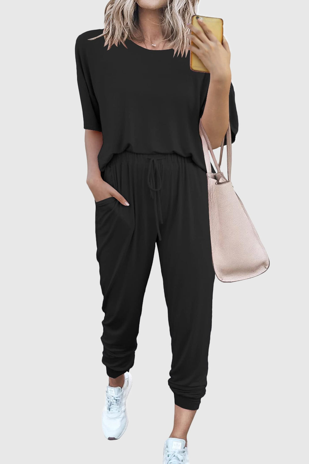 Conjunto deportivo de 2 piezas: jersey de manga corta y joggers