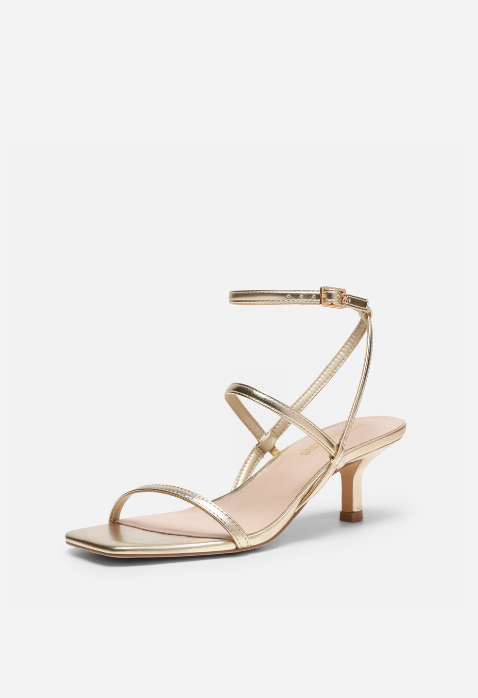 Sandalias de tacón bajo con tiras y puntera cuadrada de mujer