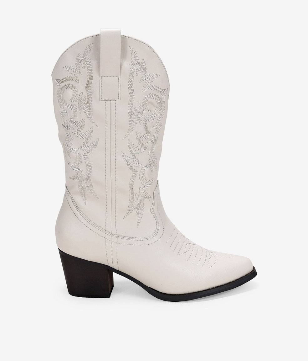 Botas cowboy beige con bordado