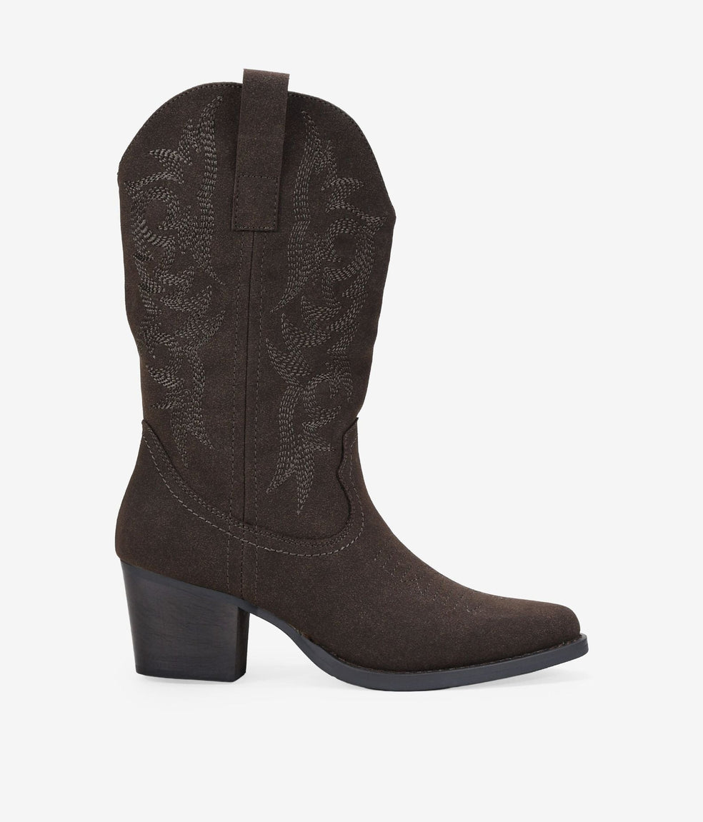 Botas cowboy marrones con bordado