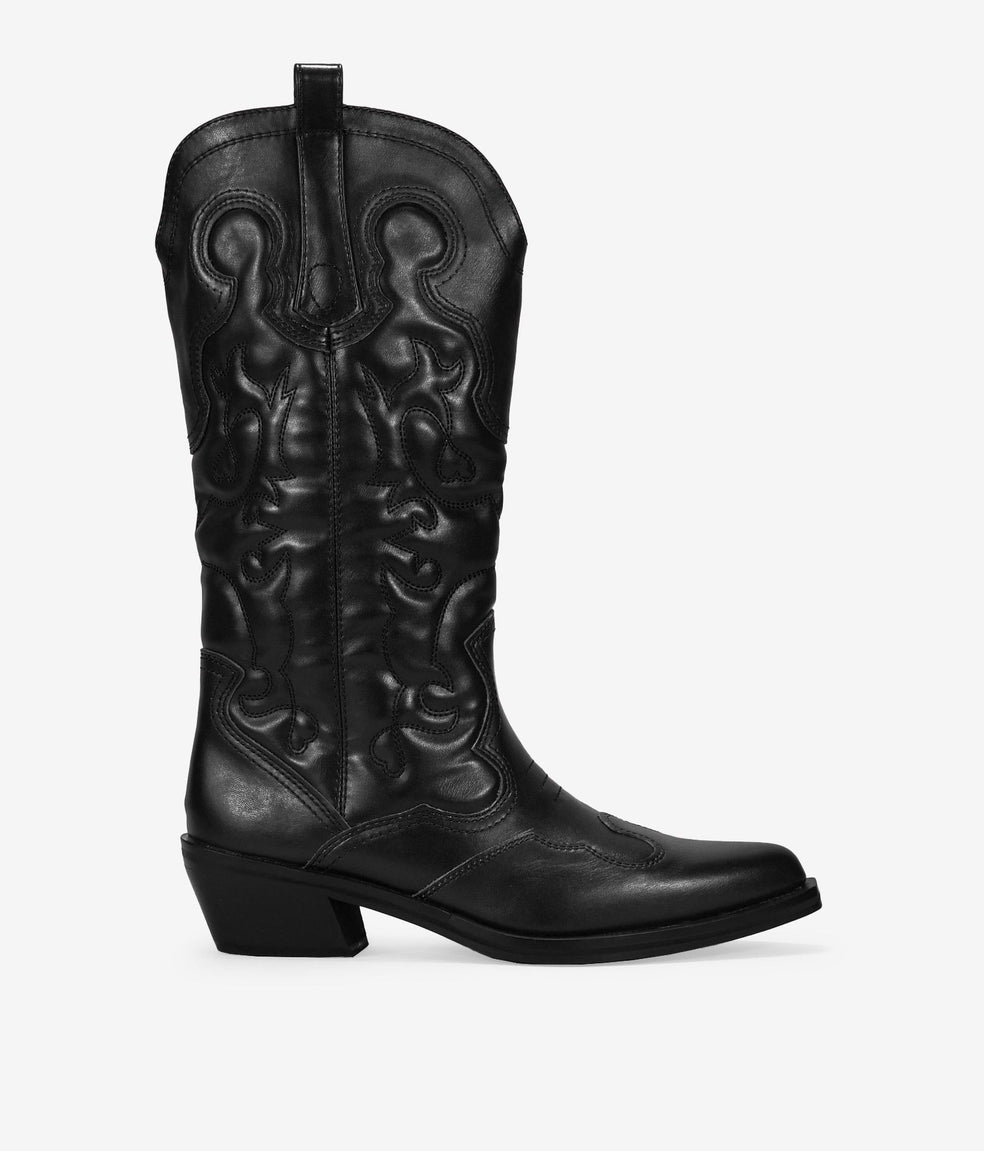 Botas cowboy negras con bordado