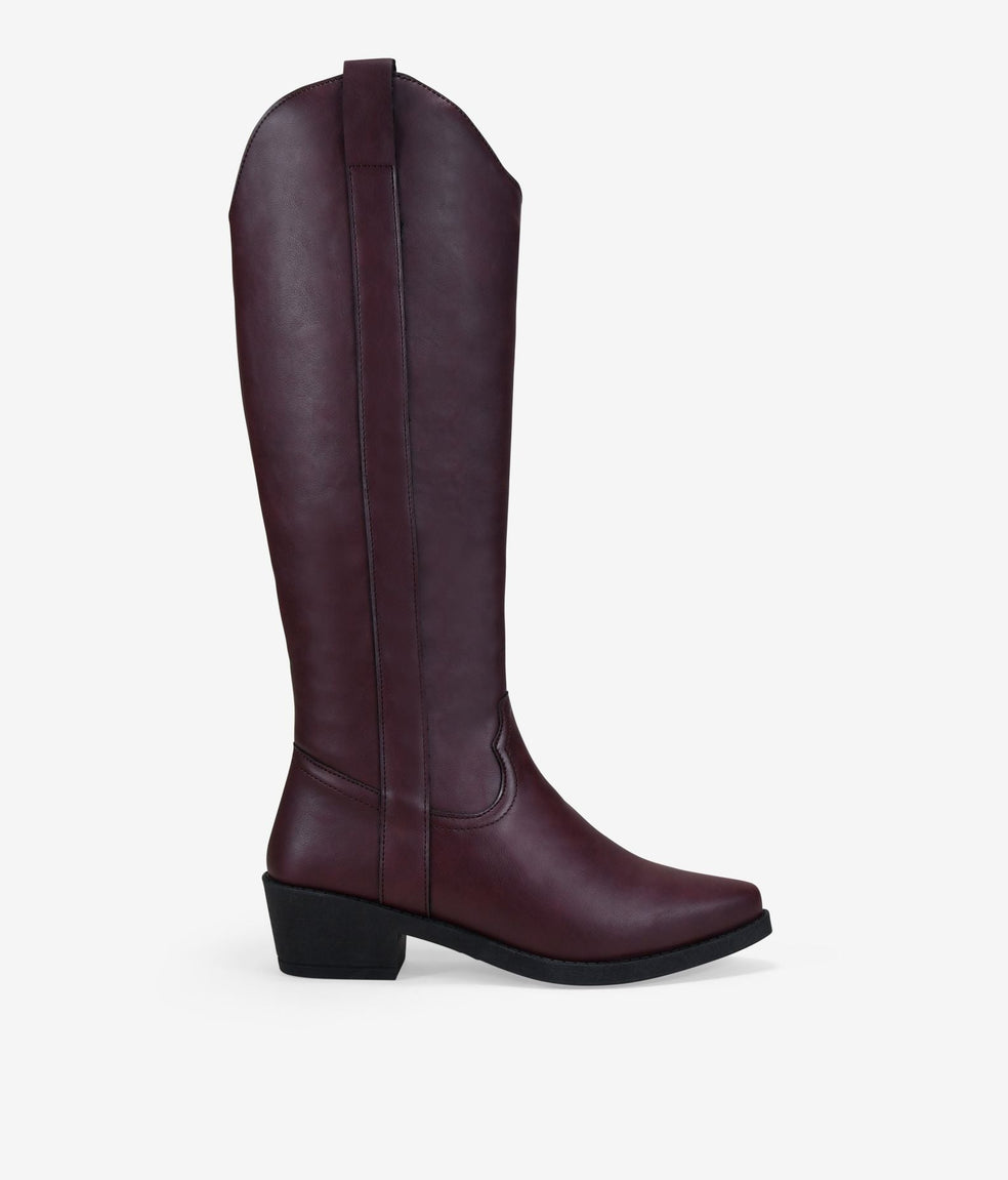 Botas cowboy burdeos con cremallera