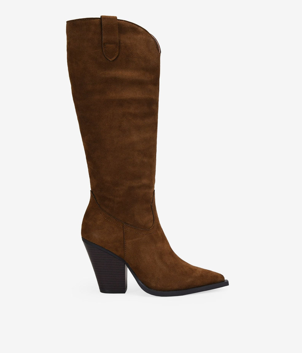 Botas altas cuero en piel con tacón