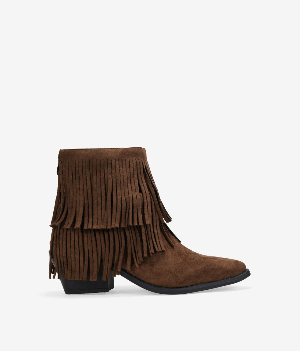 Botines cowboy marrones con flecos