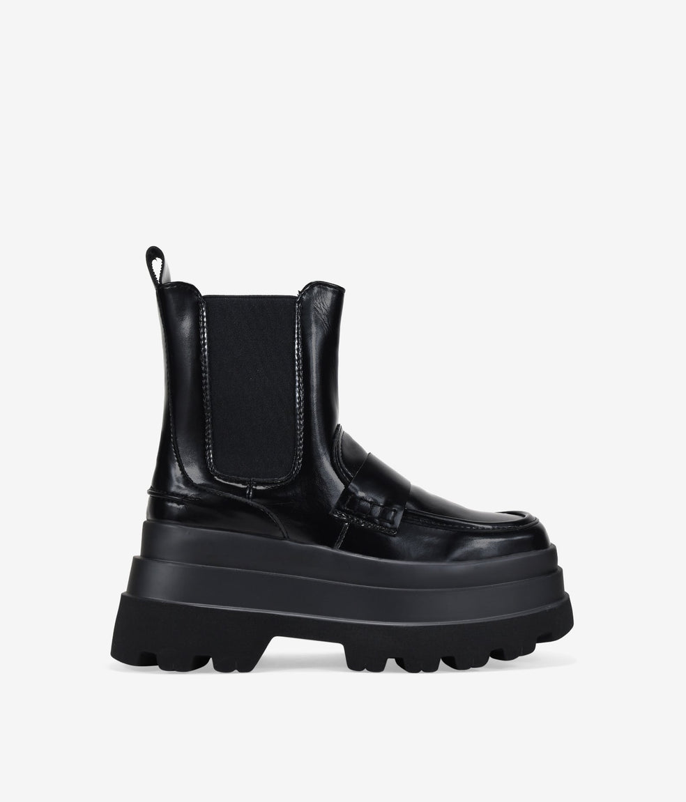 Botines mocasín negros con plataforma