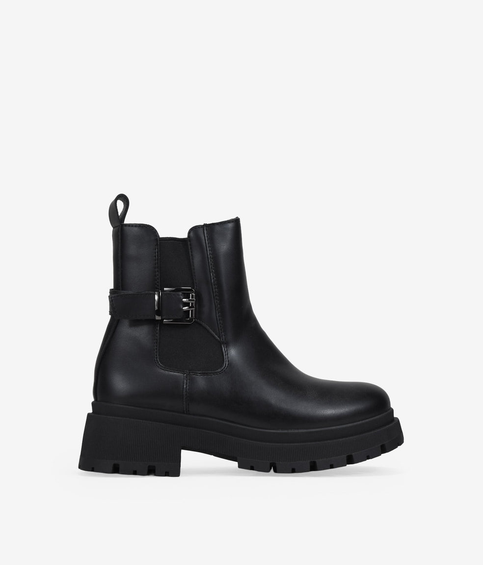 Botines de plataforma negros con hebilla y cremallera