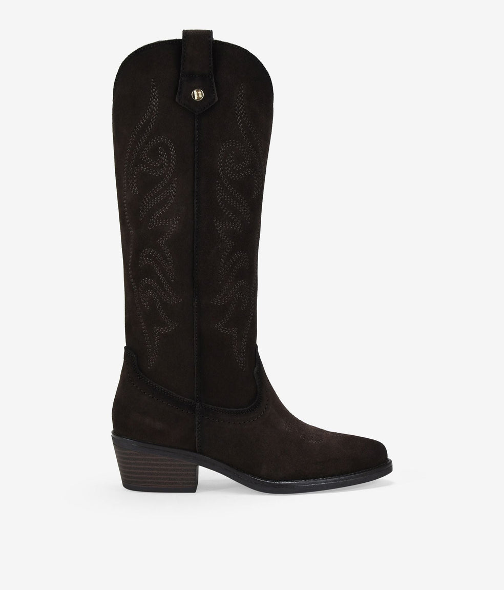 Botas cowboy negro en piel con bordados