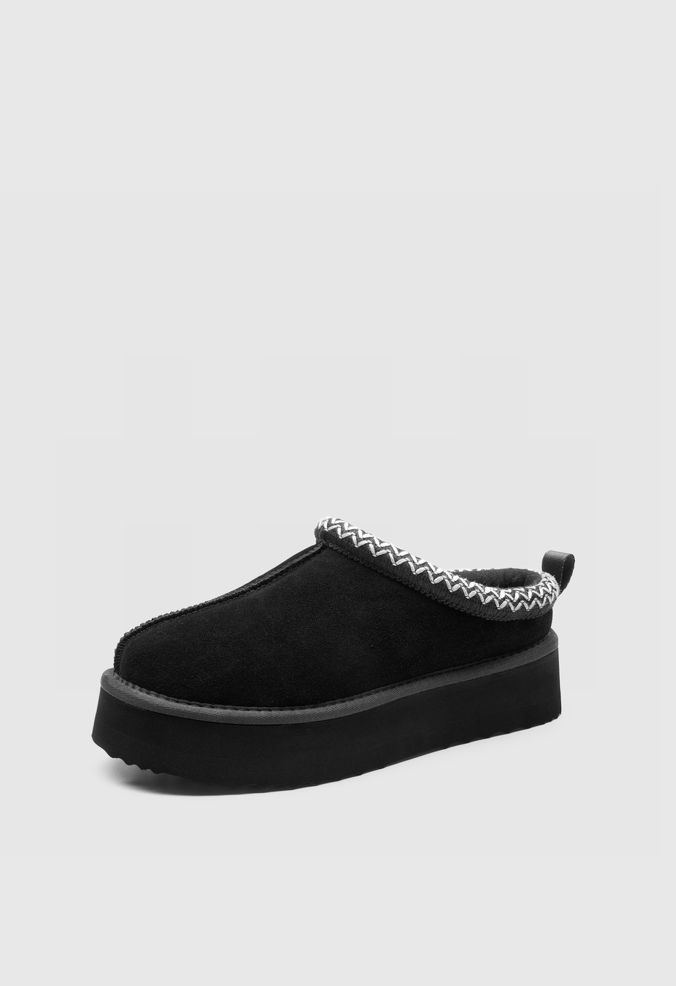 Zapatillas de casa afelpadas de ante con plataforma sin cierre de mujer
