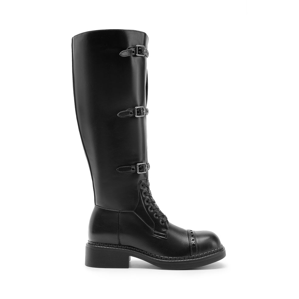 Botas de punta cuadrada y tacón ancho de mujer