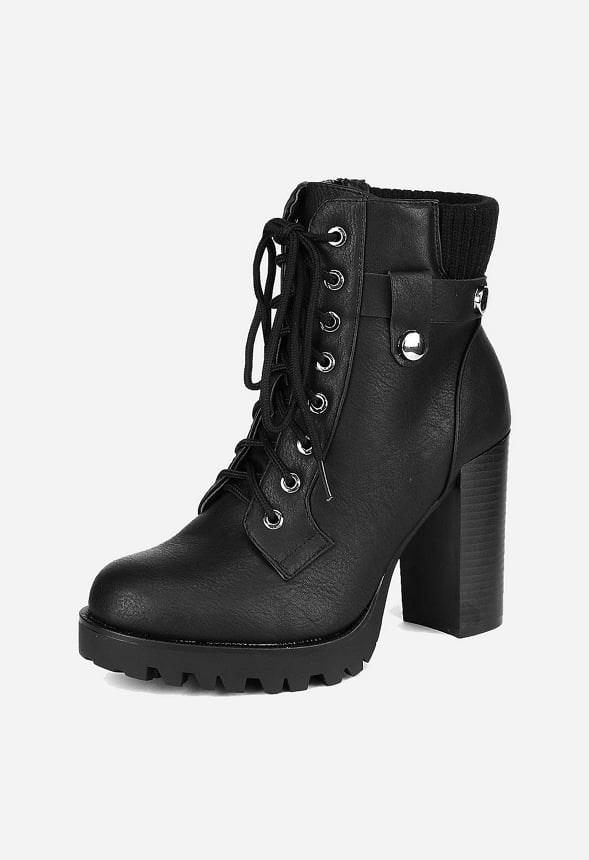 Botines de puntera redonda y tacón alto grueso