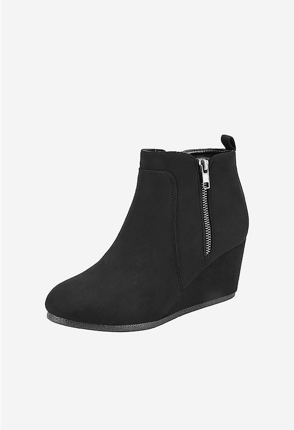 Botines de cuña de ante con puntera en punta