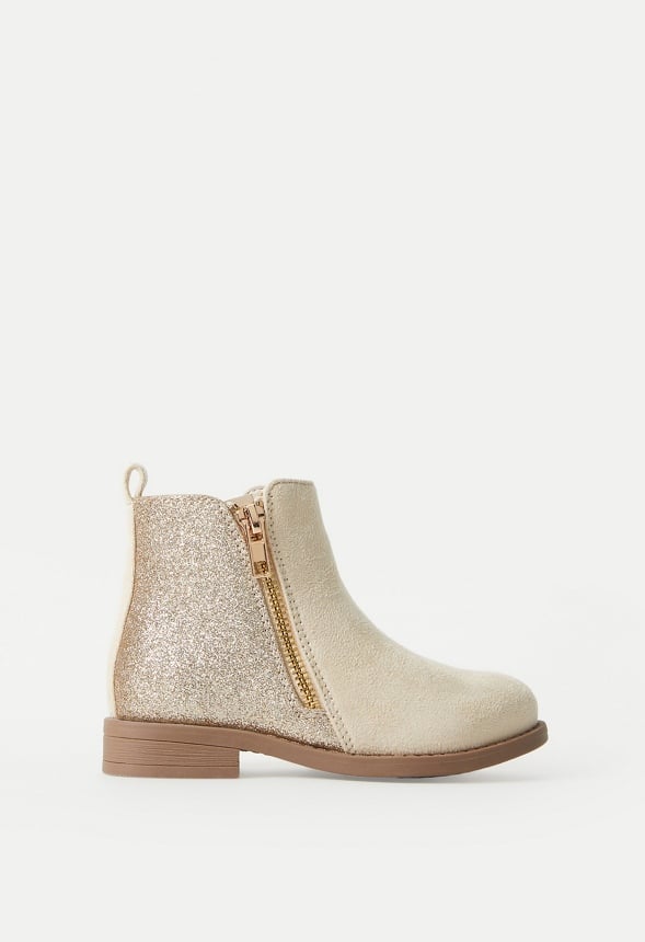 Botines con cremallera lateral y talón de purpurina infantil