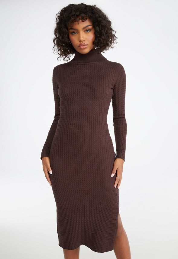Vestido jersey midi de punto trenzado