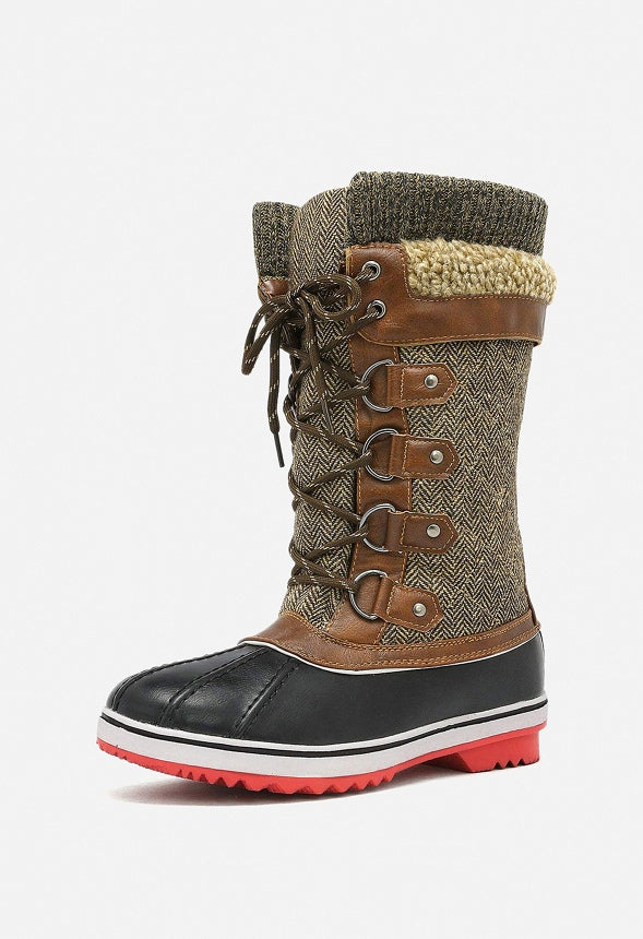 Botas de nieve de invierno con cordones y pelo
