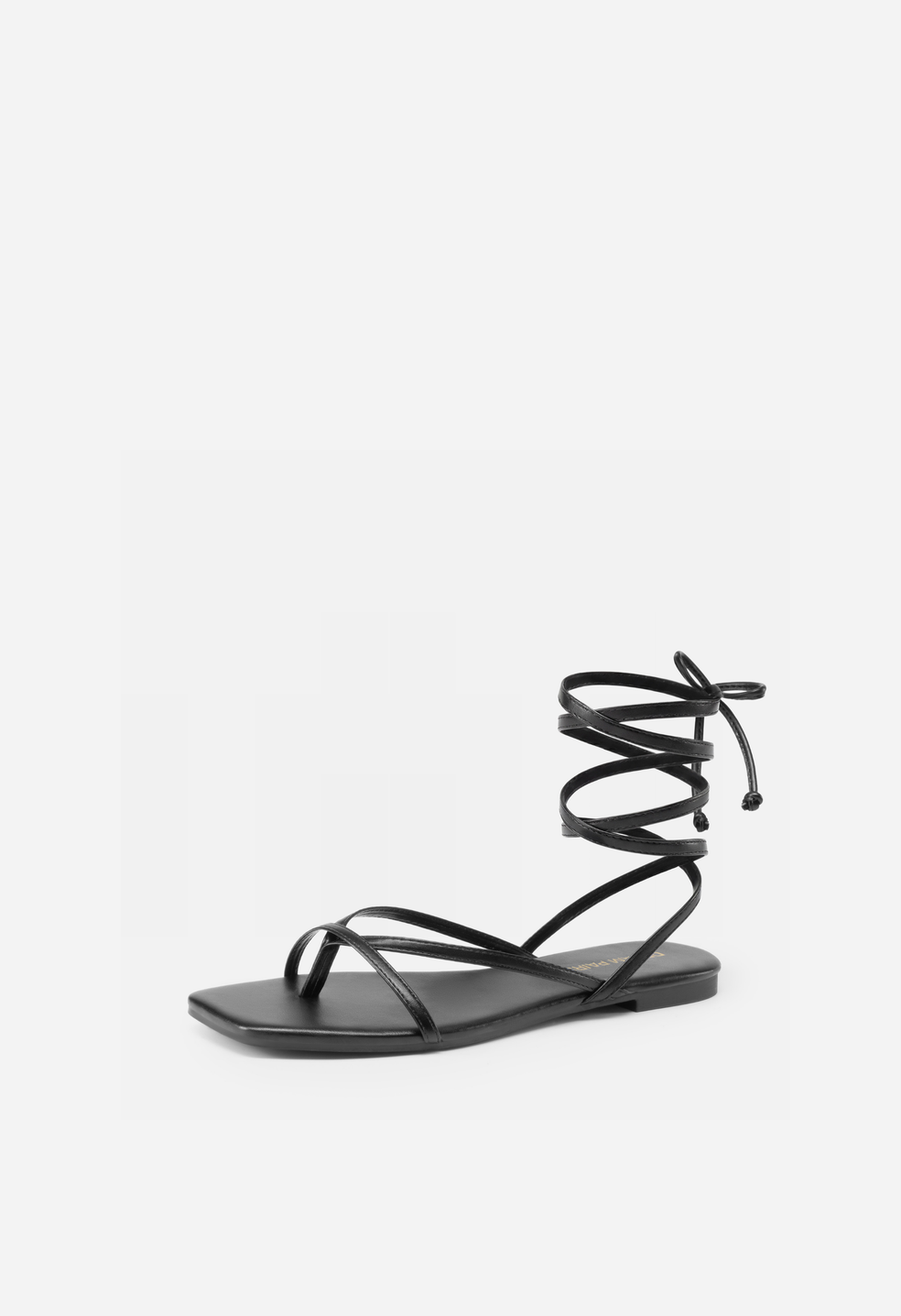 Sandalias planas gladiadoras de puntera cuadrada con cordones de mujer