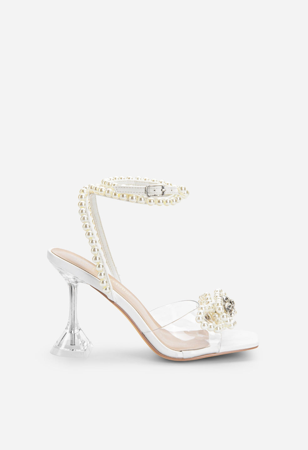 Sandalias de tacón alto con strass y lazo de mujer