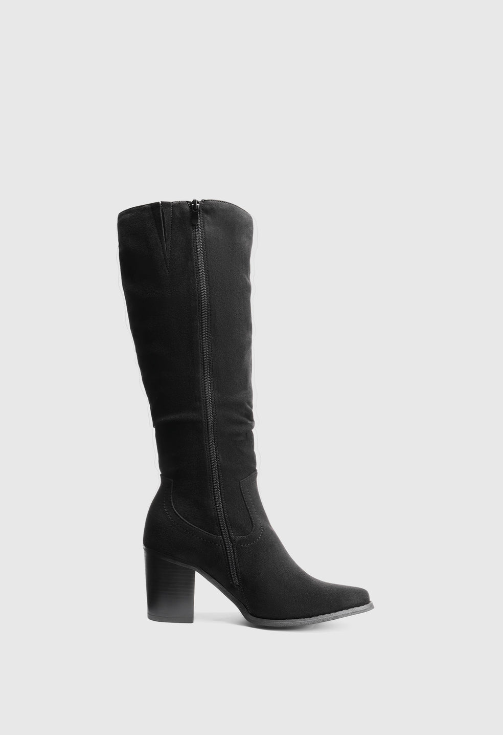 Botas altas de montar de ante con puntera recortada