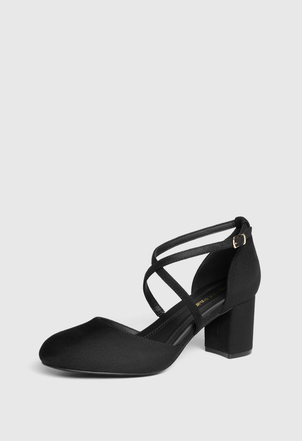Zapatos de salón de tacón ancho y puntera redonda de mujer