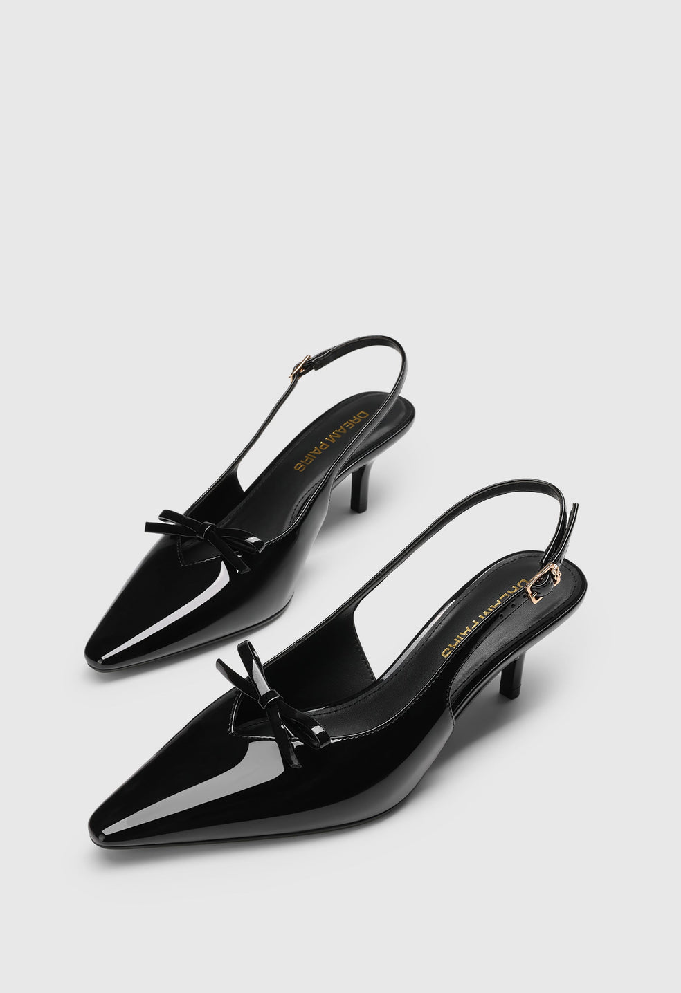 Zapatos de salón destalonados de punta fina y tacón kitten de mujer
