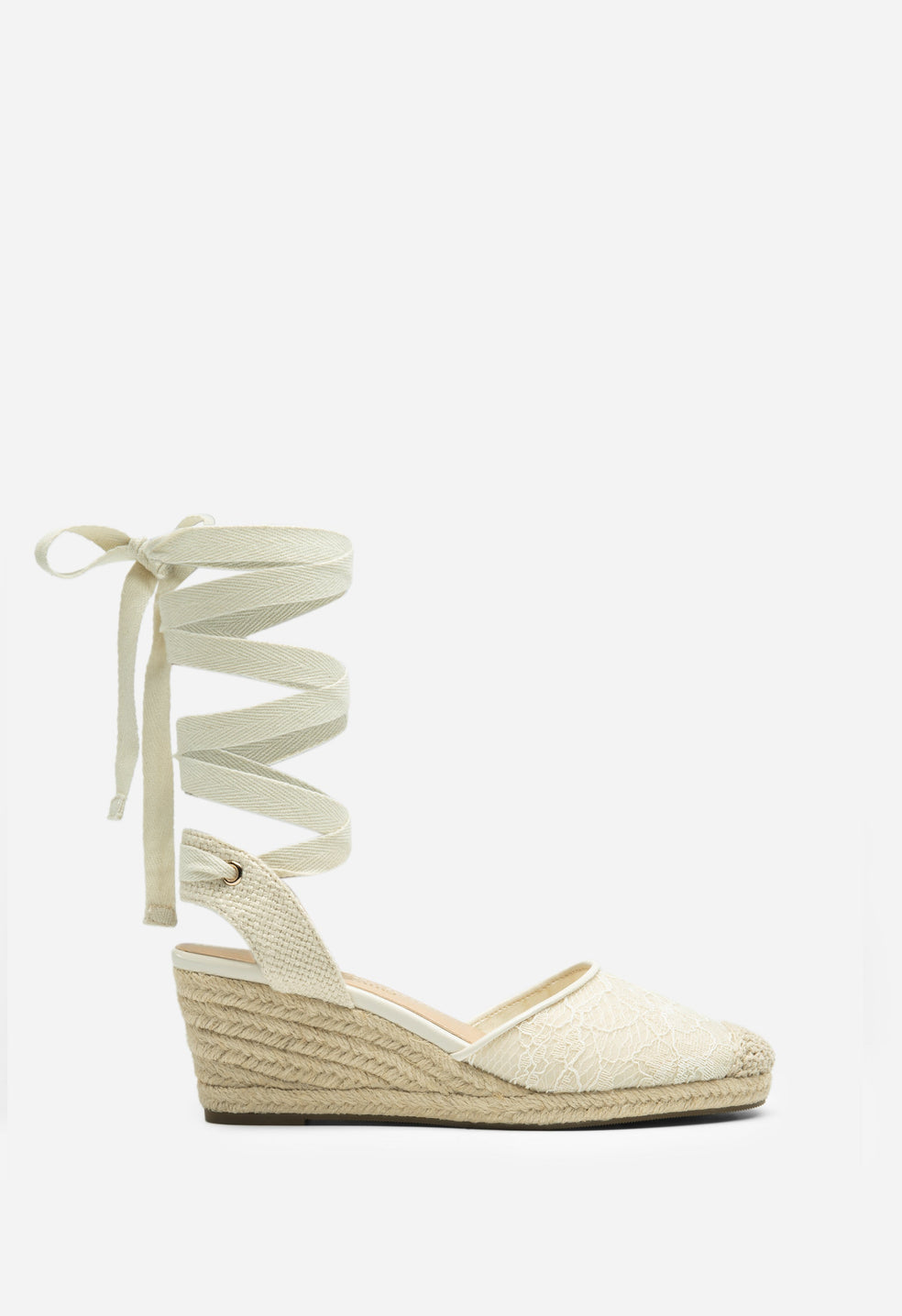 Sandalias de cuña tipo alpargata con cordones de mujer