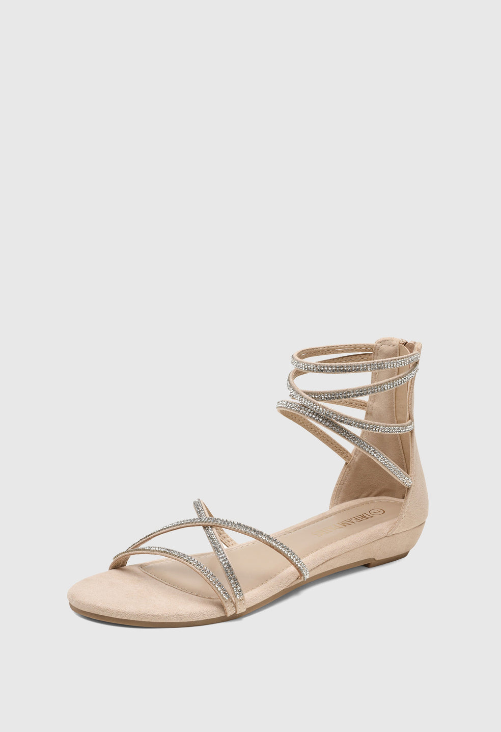 Sandalias planas gladiadoras con strass de mujer