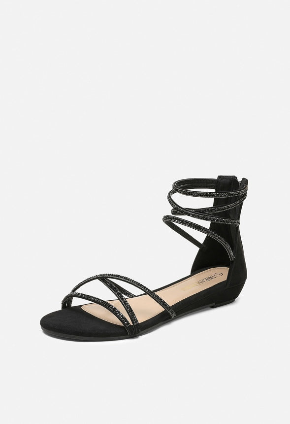 Sandalias de cuña baja clásicas con tira al tobillo de mujer