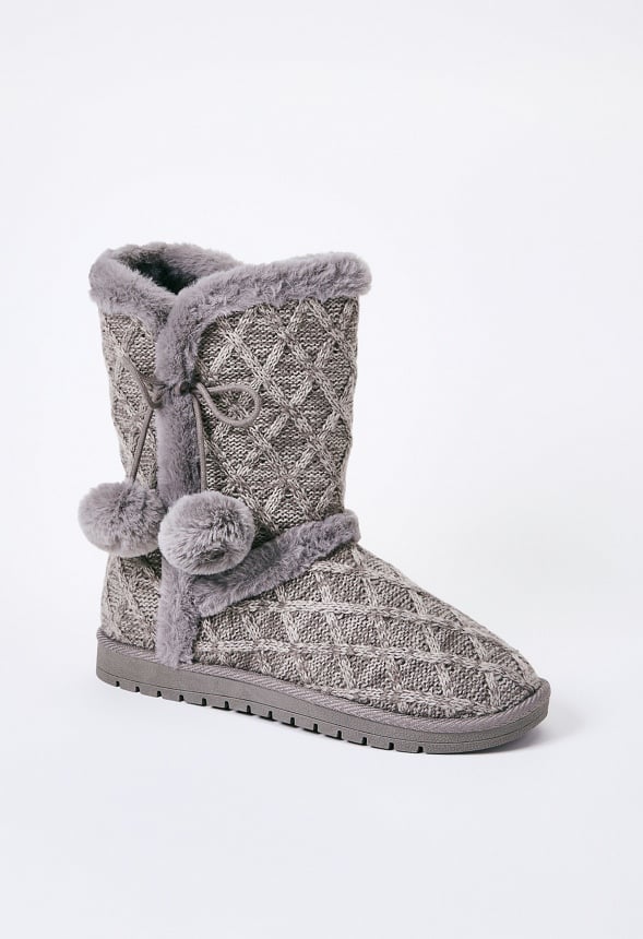 Zapatillas de casa de punto con pompón Idina