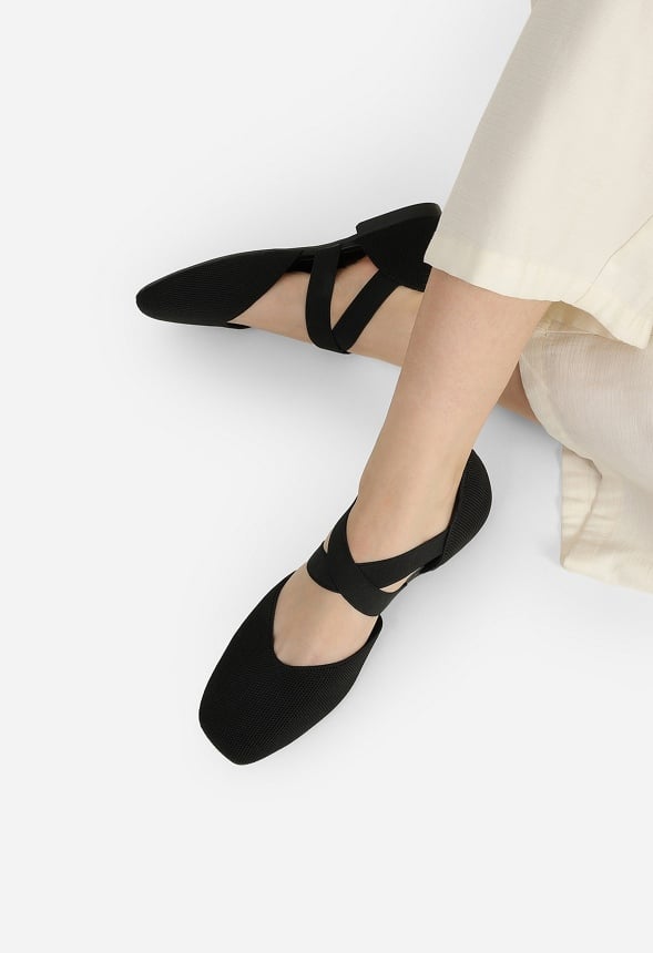 Bailarinas de punto sostenibles con tiras cruzadas de mujer