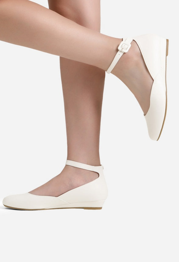 Bailarinas de cuña baja cómodas con tira al tobillo