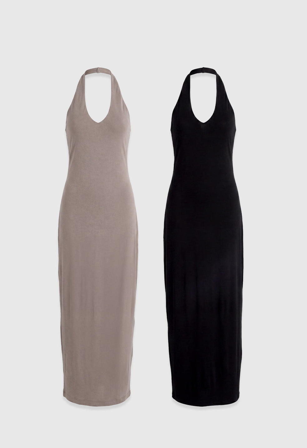 Pack de 2 vestidos largos de punto con cuello halter