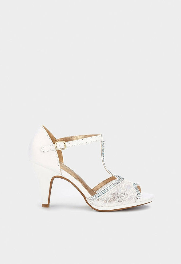 Zapatos de salón de aguja con plataforma y strass de mujer