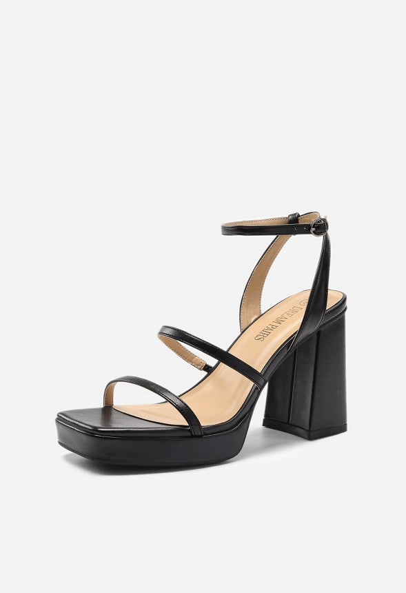 Sandalias de tiras con plataforma y tacón grueso