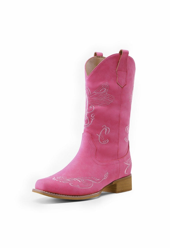 Botas camperas bordadas de puntera cuadrada