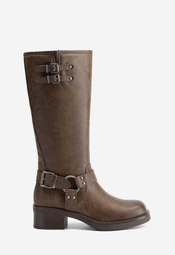 Botas moteras de puntera cuadrada hasta la rodilla