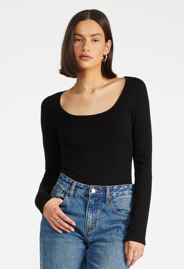 Body de canalé sin costuras de manga larga