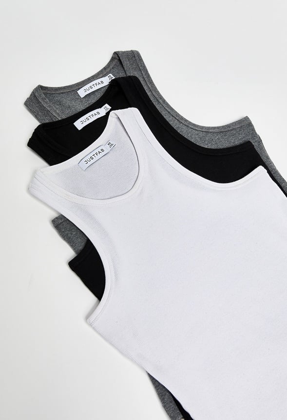 Pack de 3 camisetas de tirantes de canalé básicas