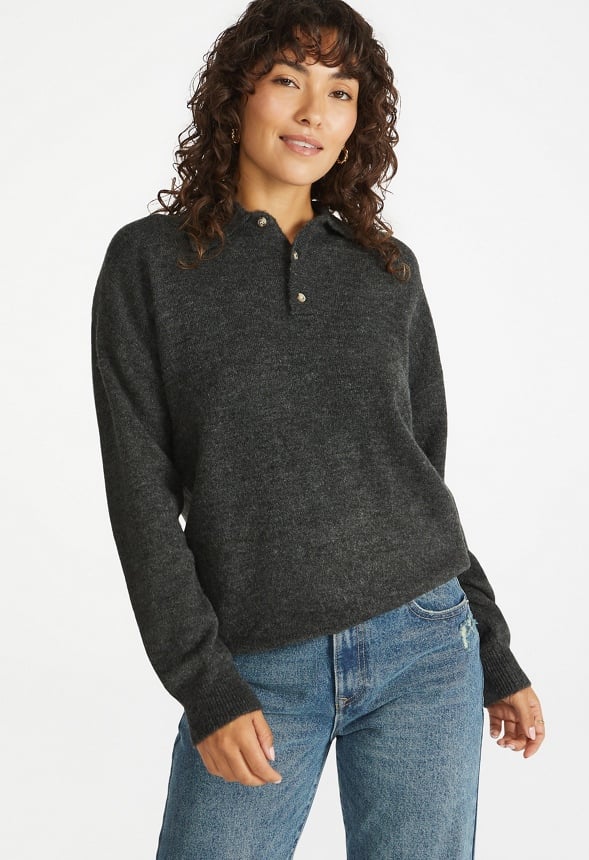 Jersey henley estilo polo holgado