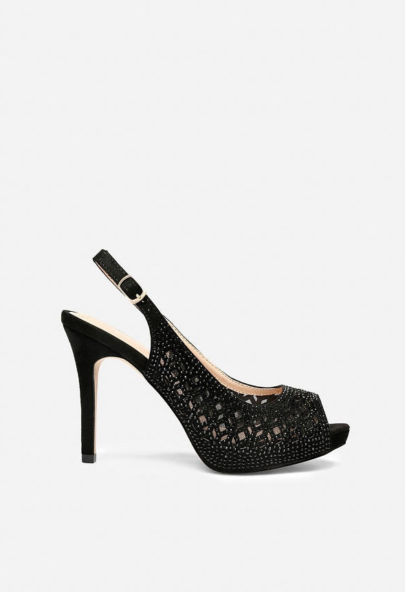 Zapatos de salón peep toe con strass