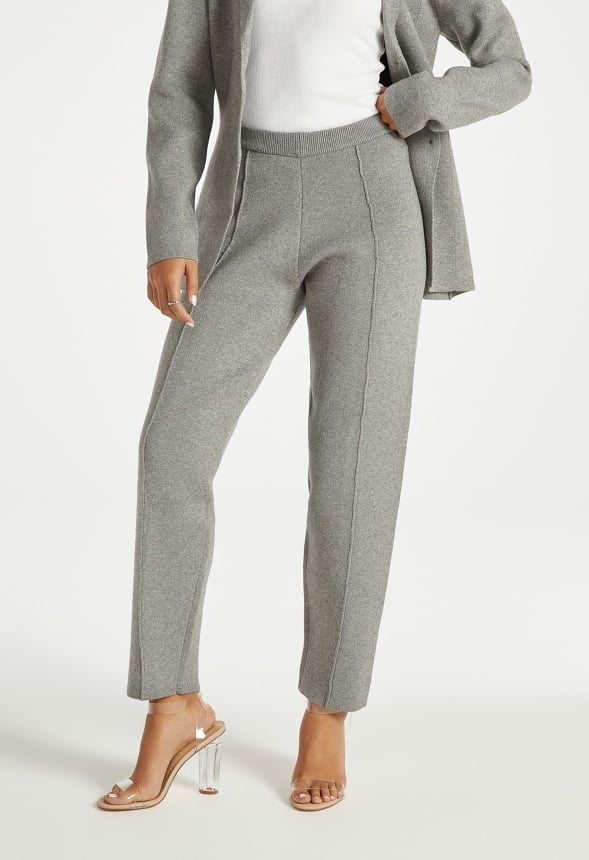 Pantalones de punto de talle alto con pliegues