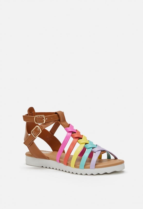 Sandalias gladiador con suela track arcoíris infantil