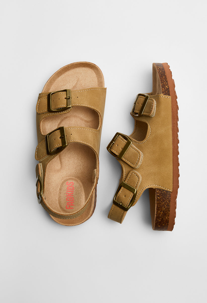 Sandalias clásicas de suela de corcho con hebilla infantil