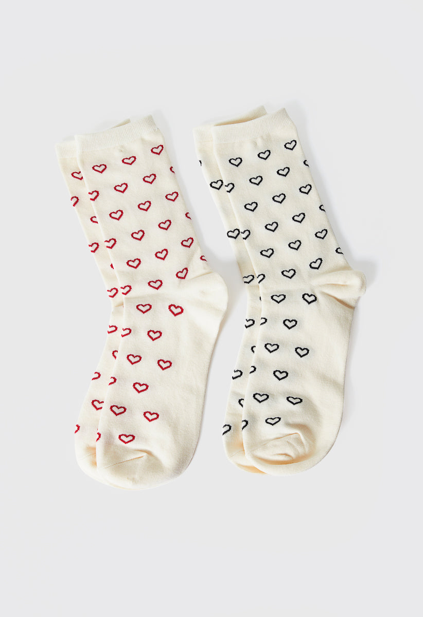 Pack de 2 pares de calcetines con corazones