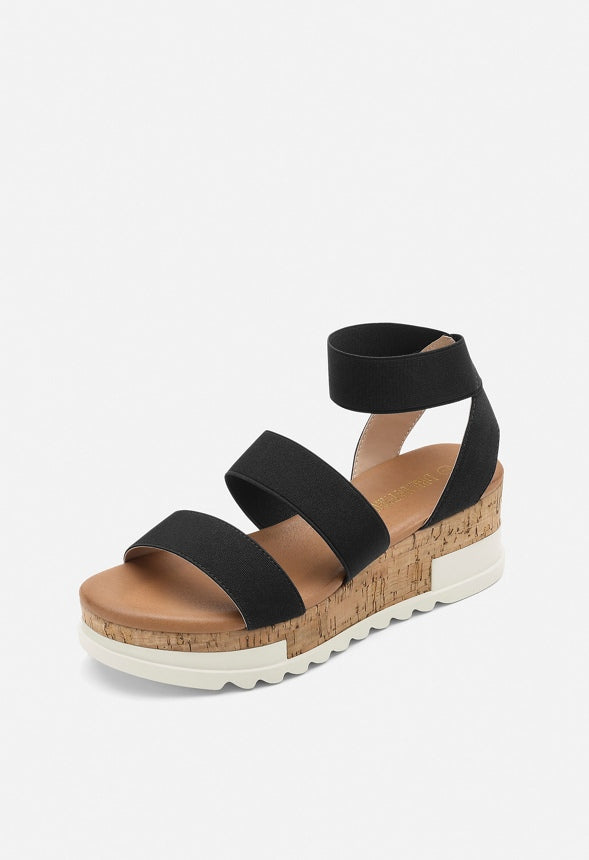 Sandalias de cuña con plataforma y tobillera