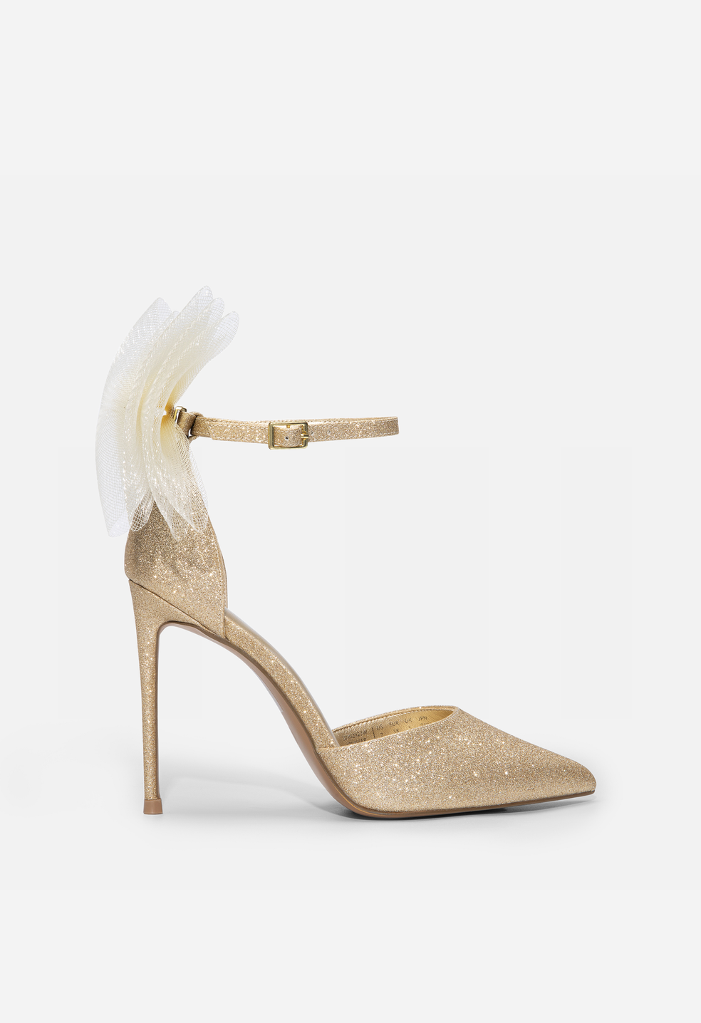 Zapatos de salón de tacón de aguja con lazo de malla y punta fina de mujer