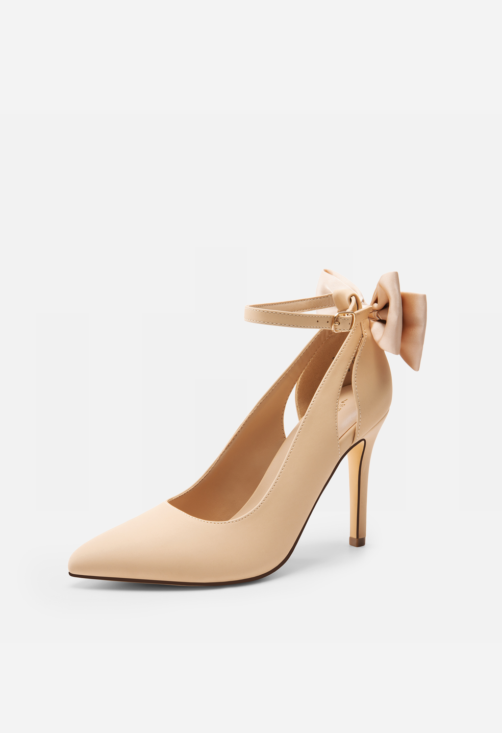 Zapatos de salón de tacón de aguja con lazo, tiras y puntera en pico de mujer