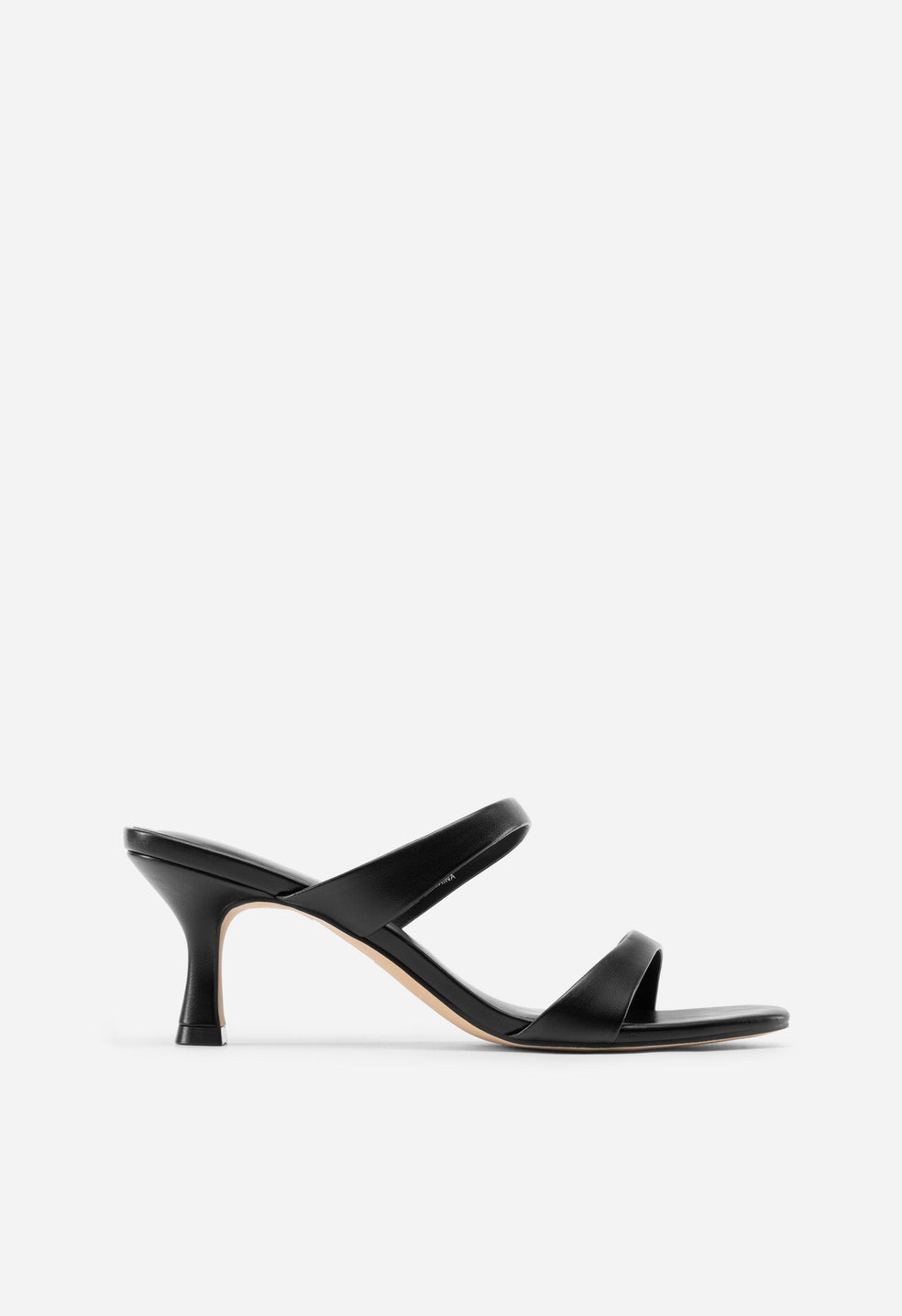 Sandalias de tacón de gatito con puntera cuadrada y doble tira