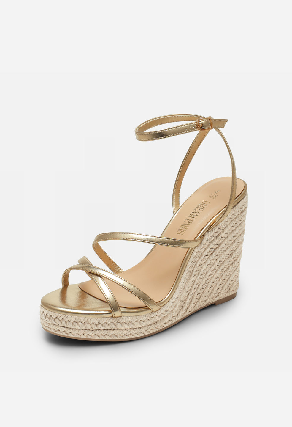 Sandalias de cuña con plataforma y tiras tipo alpargata de mujer