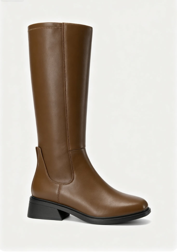Botas altas hasta la rodilla de puntera cuadrada de mujer