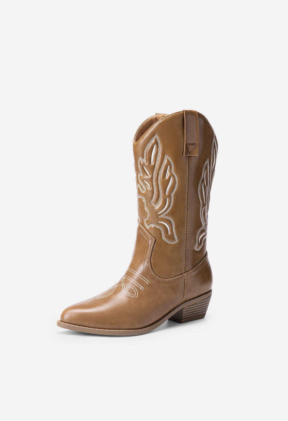 Botas western bordadas de media caña y punta afilada de mujer